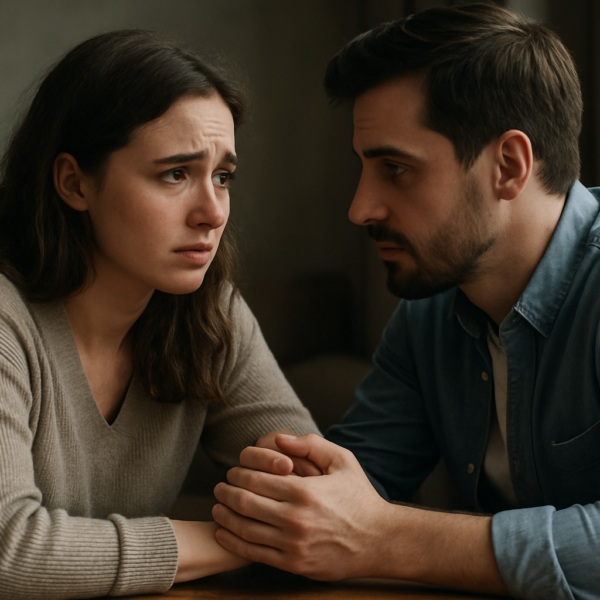 pareja intentando salvar su relaciyn con una conversaciyn sincera