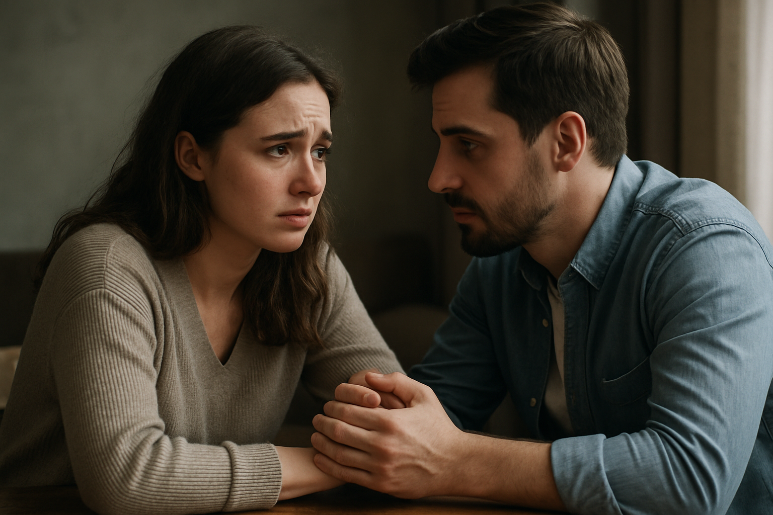 pareja intentando salvar su relación con una conversación sincera